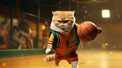 Persian Basketball Player: Athletic Whiskers, Hoop Champion