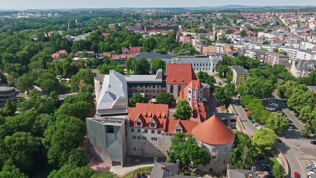 Drone shot of Art Museum Moritzburg Halle (Saale) (Kunstmuseum Moritzburg ) , Germany