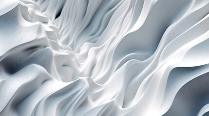  a close up view of a wavy white surface with a black background and a black and white photo of the top part of the surface.  generative ai