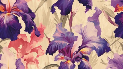  a picture of a bunch of flowers on a wallpaper background that looks like it is painted with acrylic paint and then painted with acrylic.  generative ai