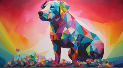 colorful geometric dog art for a background