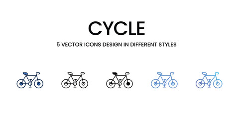 Cycle Icon Design in Five style with Editable Stroke. Line, Solid, Flat Line, Duo Tone Color, and Color Gradient Line. Suitable for Web Page, Mobile App, UI, UX and GUI design.