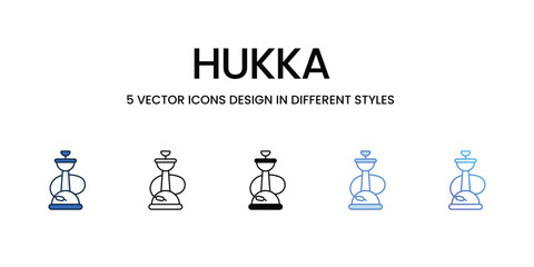 Hukka Icon Design in Five style with Editable Stroke. Line, Solid, Flat Line, Duo Tone Color, and Color Gradient Line. Suitable for Web Page, Mobile App, UI, UX and GUI design.