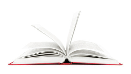 Open book isolated on white background.