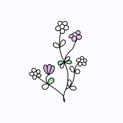 wild flowers drawing in line art, simple continuous line