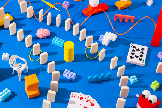 abstractly arranged toys