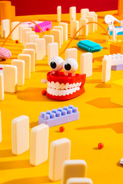 Children toys scattered around.
