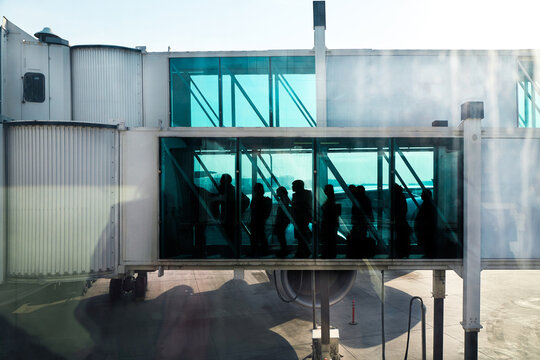 Passengers boarding a plane