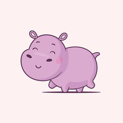 Obraz na płótnie Canvas Cute kawaii hippopotamus vector cartoon illustration