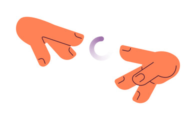 Hands reaching together loading spinner vector illustration. Incomplete round loader. Web loader ui ux. Please wait. Graphical user interface. Cartoon flat design on white background