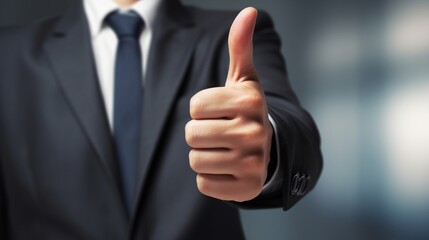 A man in a suit giving a thumbs up