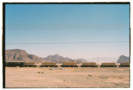 Old train at Wadi Rum desert
