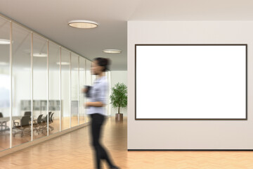 Blank poster on the wall in modern office