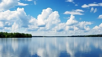 Foto op Canvas blue sky with clouds over the river. Generative Ai.  © PETR BABKIN