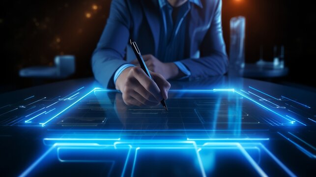 A man writing on a piece of paper with a pen
