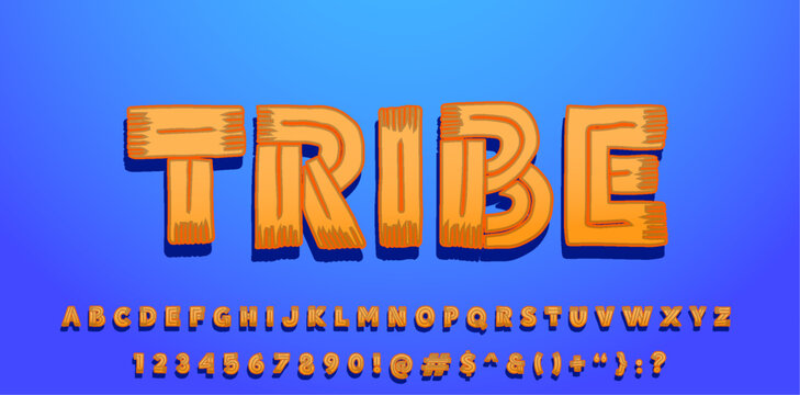 vector of tribe style alphabet design with uppercase, lowercase, number and symbols