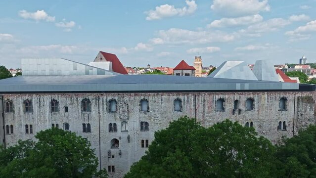 Drone shot of Art Museum Moritzburg Halle (Saale) (Kunstmuseum Moritzburg ) , Germany