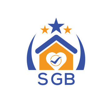 SGB House logo Letter logo and star icon. Blue vector image on white background. KJG house Monogram home logo picture design and best business icon. 
