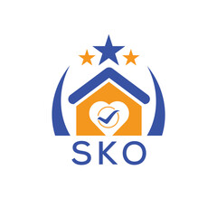 SKO House logo Letter logo and star icon. Blue vector image on white background. KJG house Monogram home logo picture design and best business icon. 
 - obrazy, fototapety, plakaty