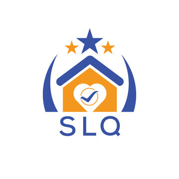 SLQ House logo Letter logo and star icon. Blue vector image on white background. KJG house Monogram home logo picture design and best business icon. 
