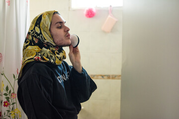 Muslim person skincare moment