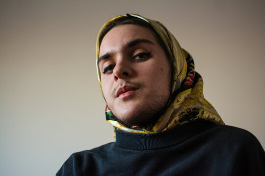 Powerful non binary muslim portrait