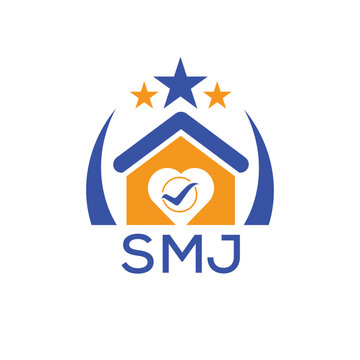 SMJ House logo Letter logo and star icon. Blue vector image on white background. KJG house Monogram home logo picture design and best business icon. 
