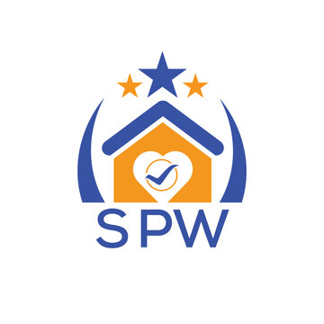 SPW House logo Letter logo and star icon. Blue vector image on white background. KJG house Monogram home logo picture design and best business icon. 
