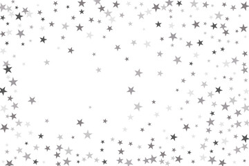 Star confetti. Silver casual confetti background. Bright design pattern.
