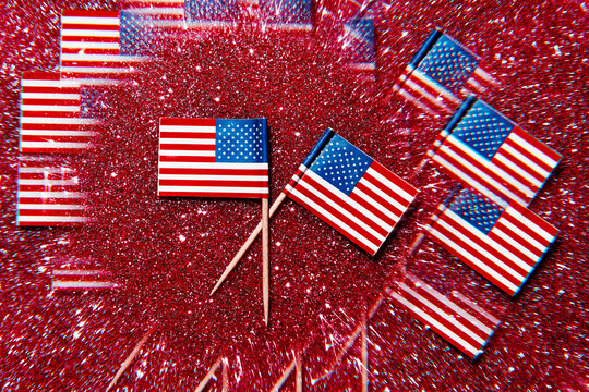 kaleidoscopic image of some small US flags