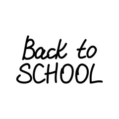 Back to school hand drawn inscription. Vector illustration background design element of education