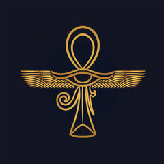 Ankh  Sun God Ra Egyptian wings 