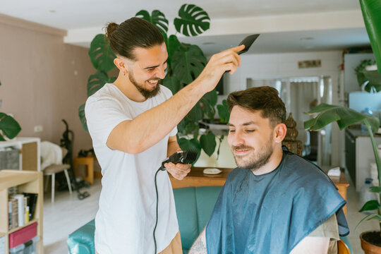 DIY at home haircut between friends
