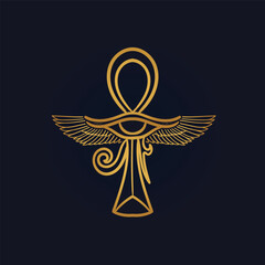 Ankh  Sun God Ra Egyptian wings 