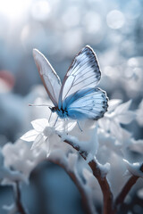 white butterfly on snow