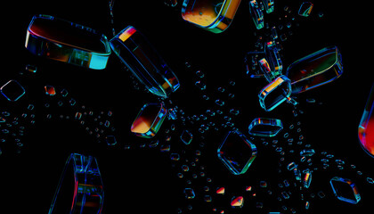 Technology concept background with frosted glass structures