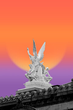 Details of L'Op&eacute;ra national de Paris with gradient background