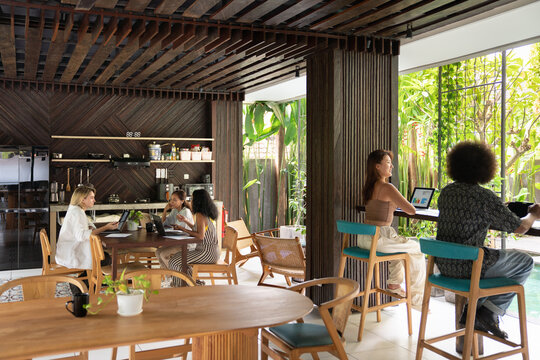 People Working At Modern Co-working In Asia