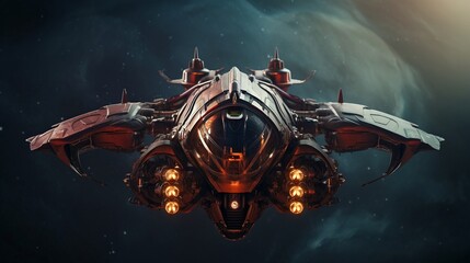 red space ship in front generative ai