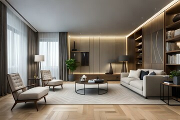 Naklejka na ściany i meble modern living room generated by AI technology 