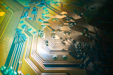 Technology background with circuit board. Electronic computer hardware technology. Motherboard...