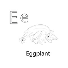 Alphabet Eggplant colouring page kids