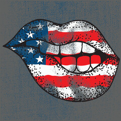 Patriotic Lips Svg, 4th of July Cut Files, American Flag Kiss Svg
