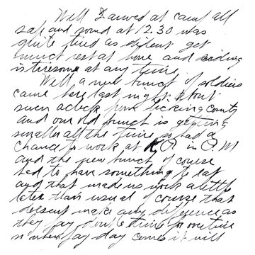 Old letter handwriting in cursive isolated on transparent background