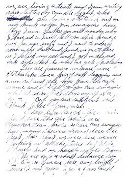 Barely legible cursive handwriting in blue ink isolated on transparent background
