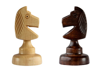 chess knight black and white wooden piece isolated on transparent background © Oleksandr Yashchuk