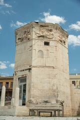 Fototapeta na wymiar Tower of Winds or Aerides on Roman Agora, Athens, Greece. It is one of the main landmarks of Athens