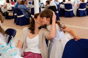 Girl celebrating her first communion