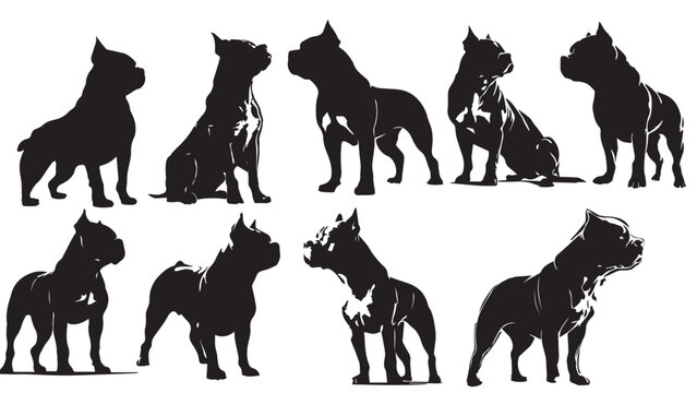 Set of American Bully illustration isolated vector