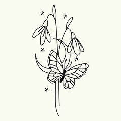 Beautiful realistic hand-drawn artistic floral vintage bouquet  composition decorative sketch